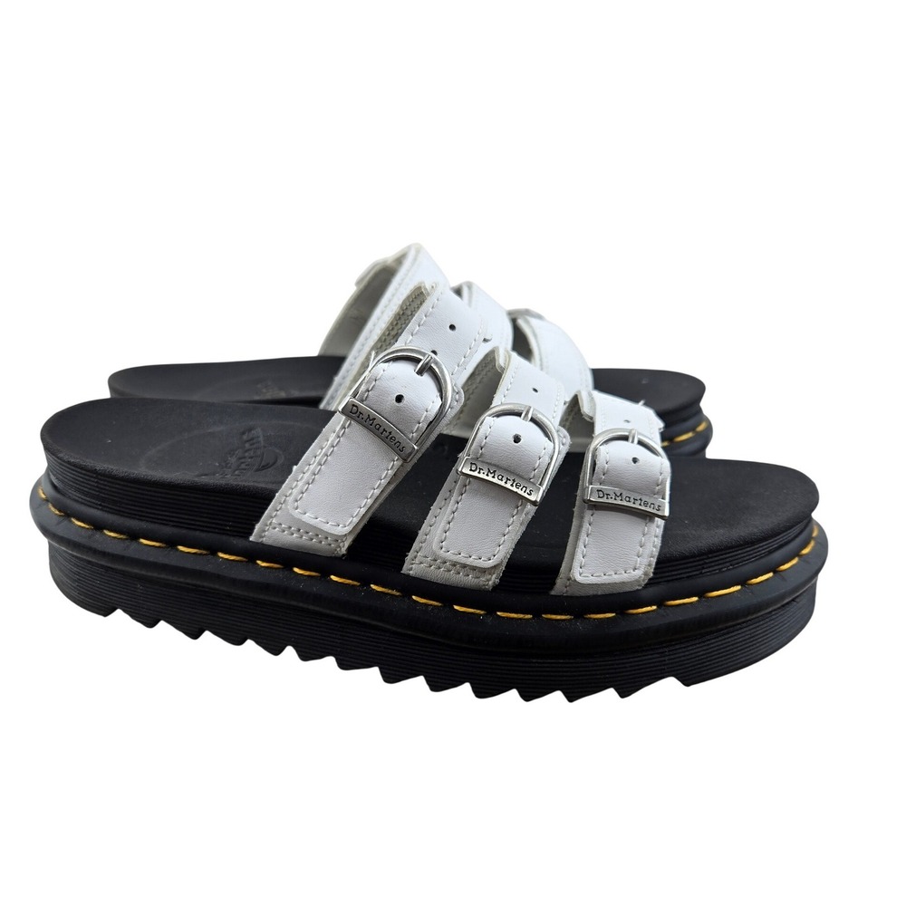 Dr. Martens Blaire Slide White Leather Platform Sandals Womens 8 Grunge Goth